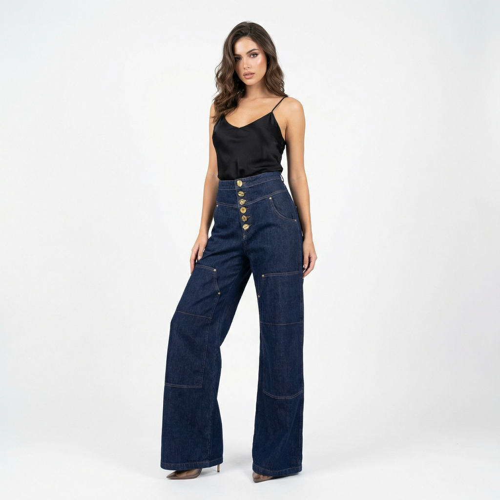 Pantaloni Denim Wide-Leg - Model