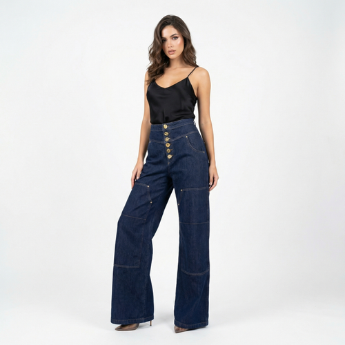 Pantaloni Denim Wide-Leg - Model