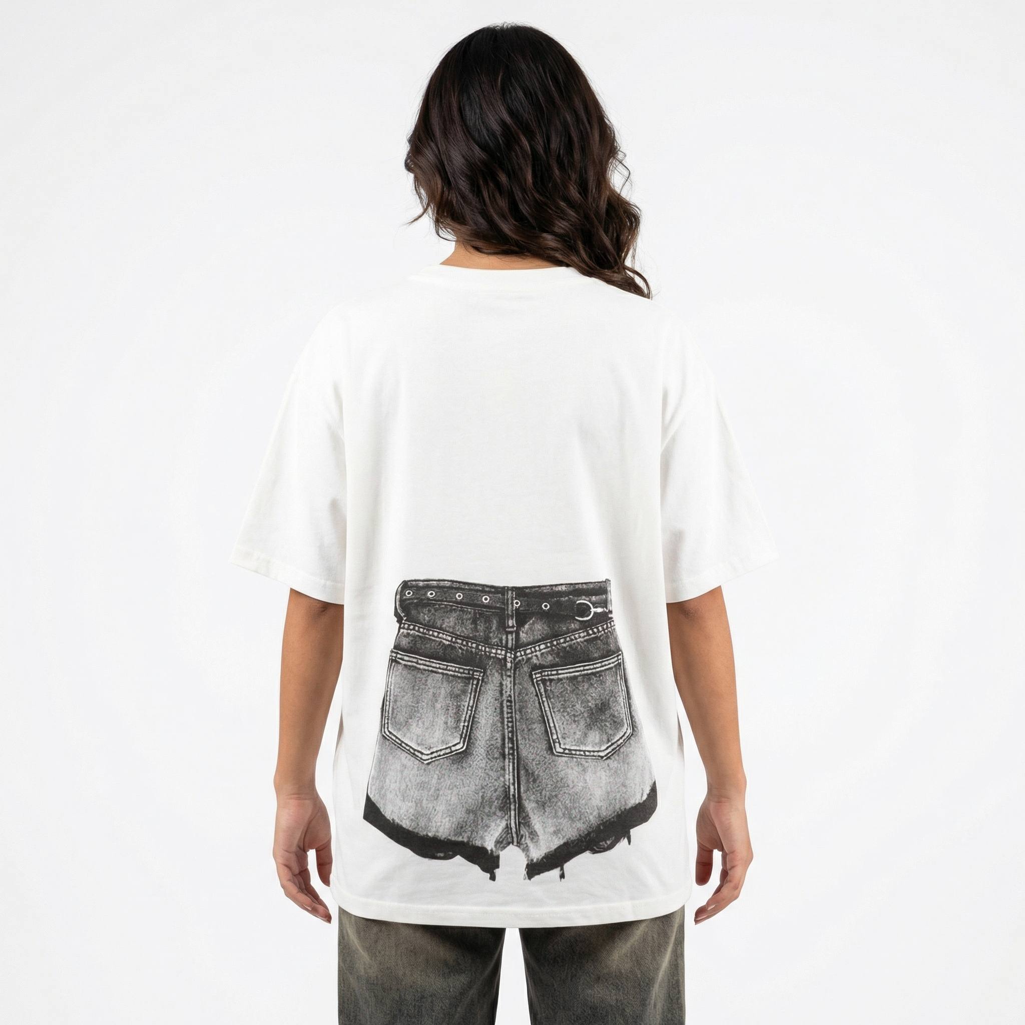 Tricou White „Denim Print”