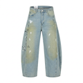 Blugi Barrel Urban Splatter - Ghost Față (Culoare Corectă) - Rosmarie Couture