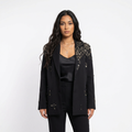 Sacou Oversize Noir Safety Pins - Față - Rosmarie Couture