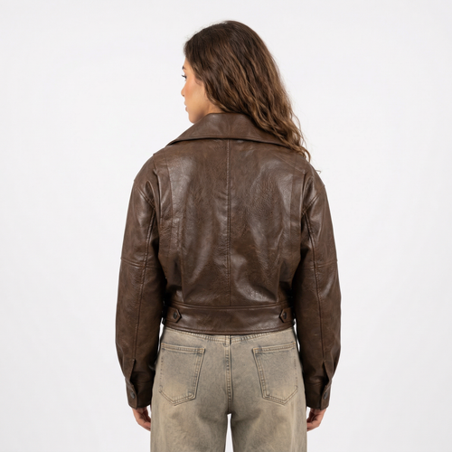 Geacă Piele Ecologică „Urban Brown”