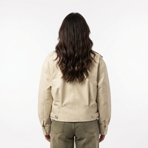 Geacă Piele Ecologică Ivory Urban - Spate - Rosmarie Couture