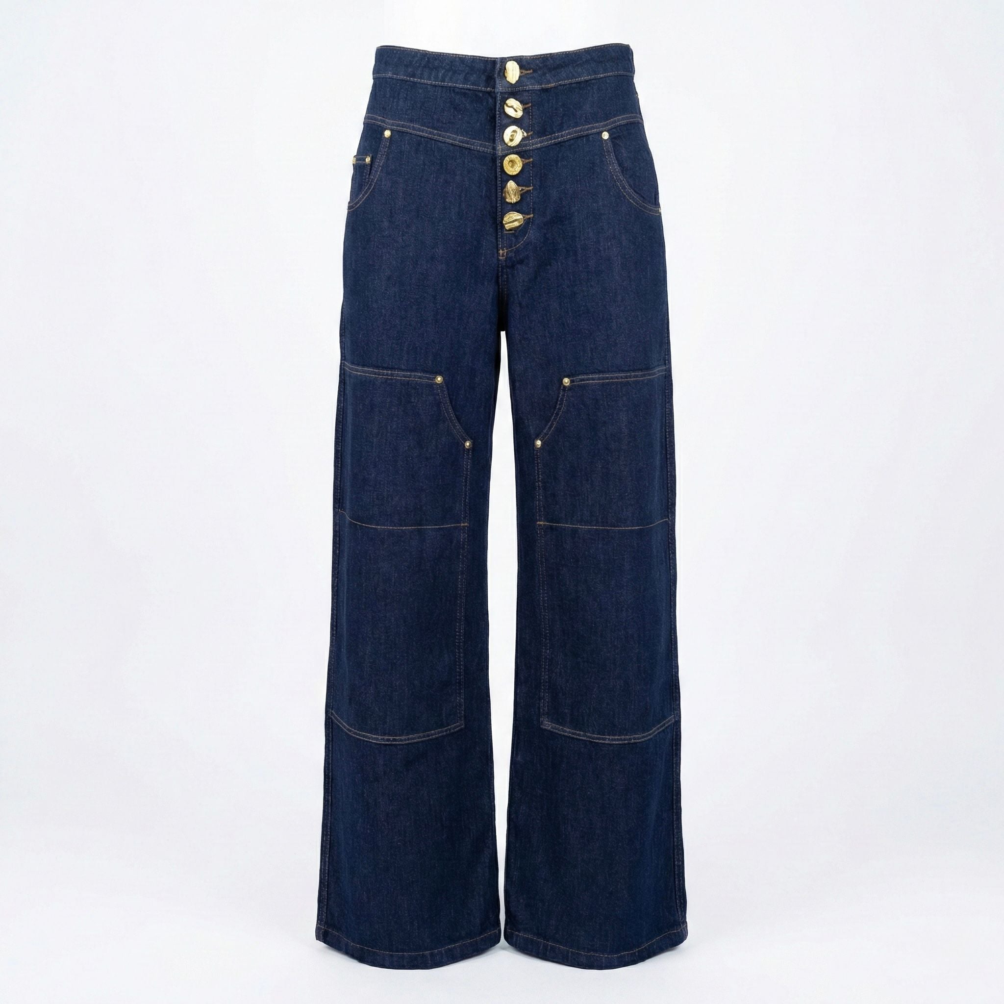 Pantaloni Denim Wide-Leg - Față