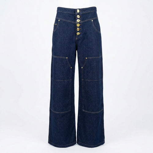 Pantaloni Denim Wide-Leg - Față