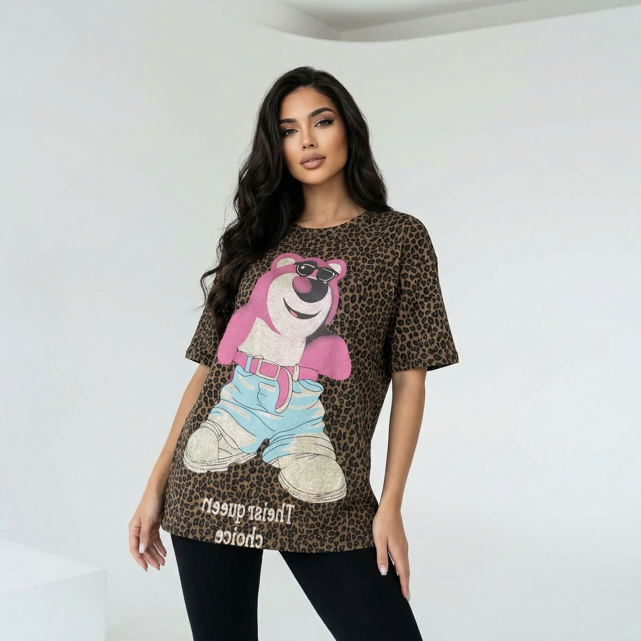 Tricou Leopard Dark & Pink Bear