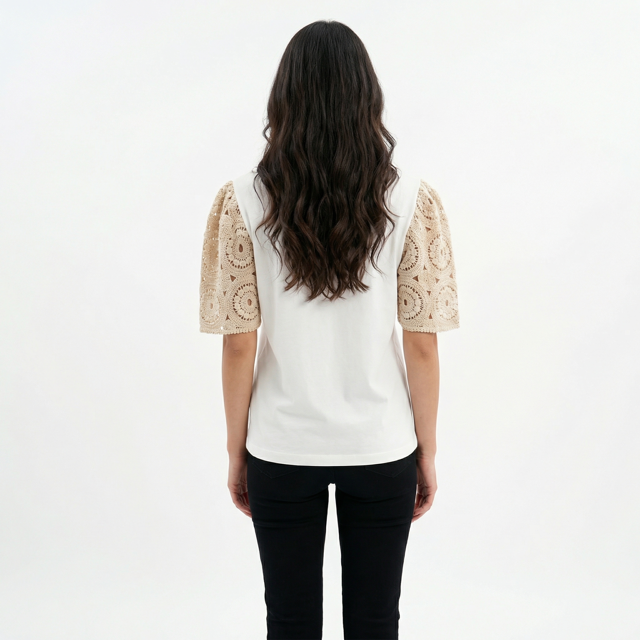Tricou White „Crochet Bloom”