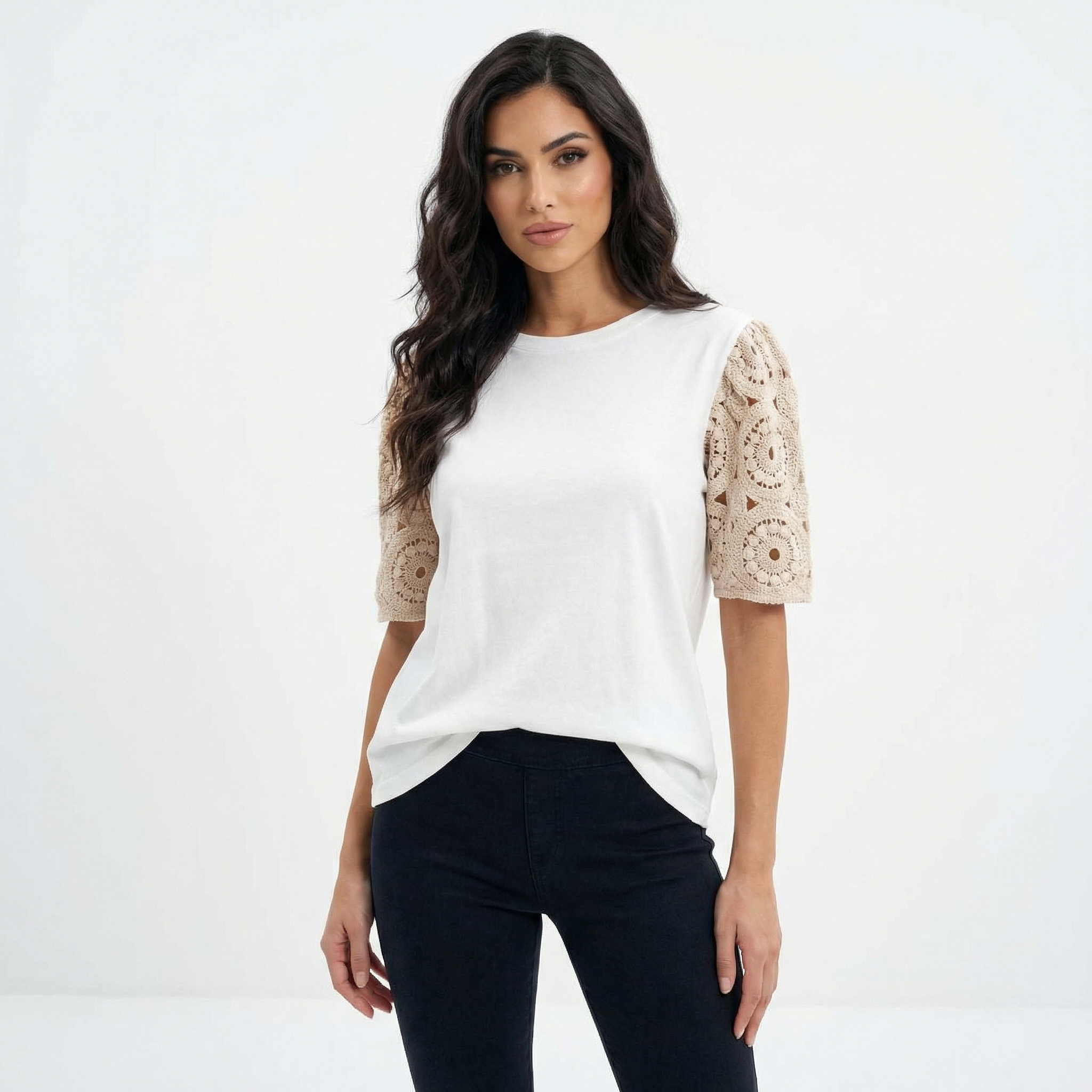 Tricou White „Crochet Bloom”