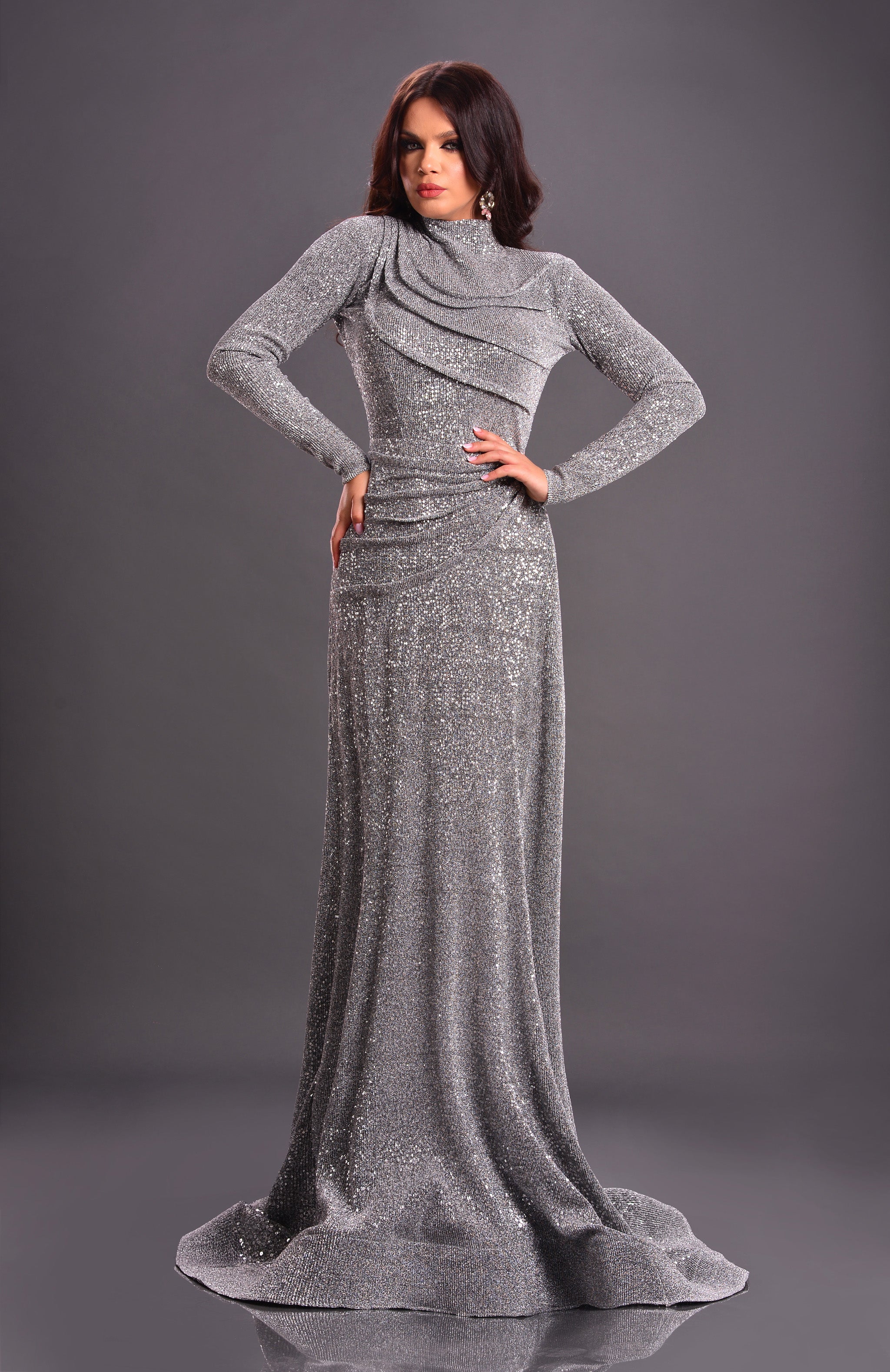 Rochie din Paiete Argintii