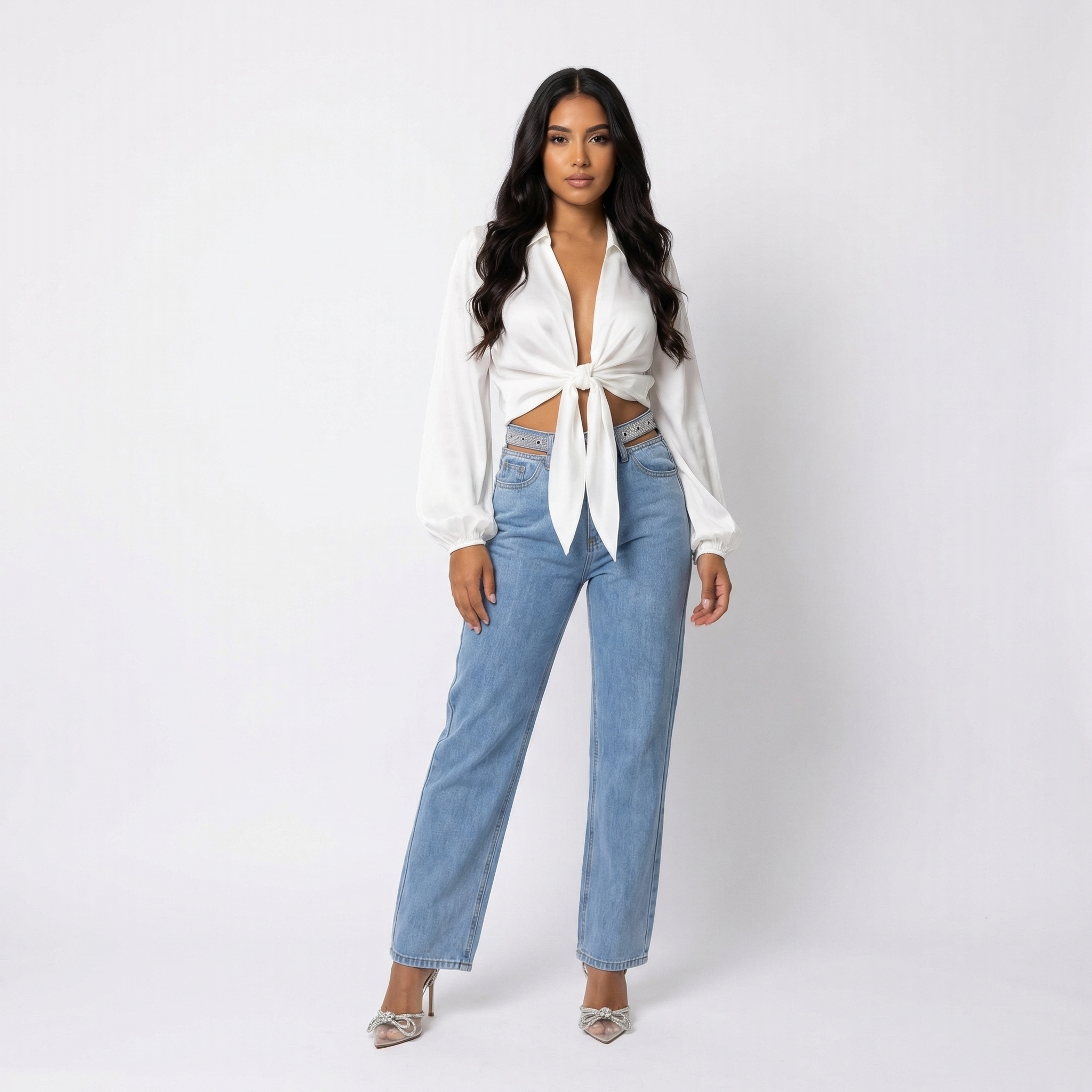 Pantaloni Denim Light Blue - Pe Model